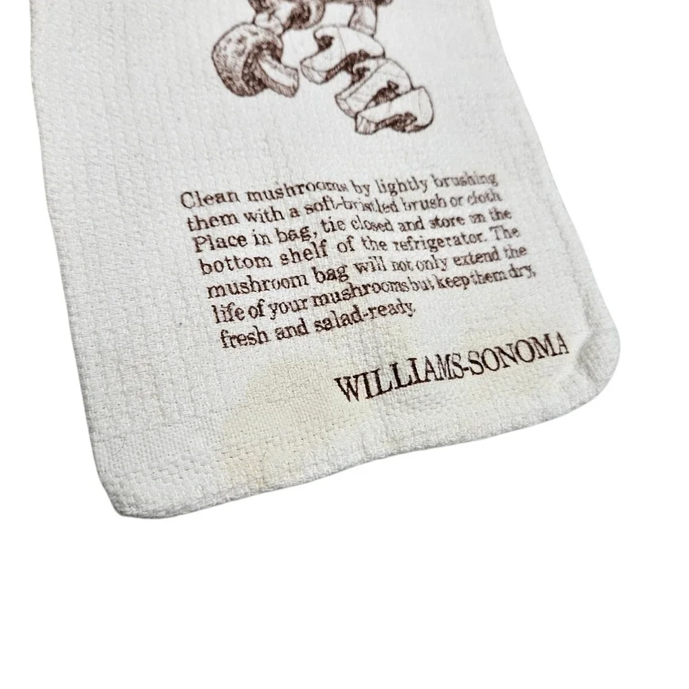 Williams Sonoma Mushroom Bag Linen Drawstring Storage For Fresh‎ Produce